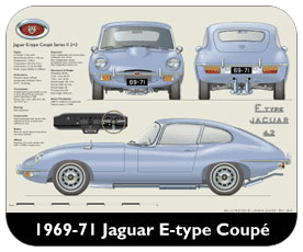 Jaguar E-Type Coupe 2+2 S2 (disc wheels) 1969-71 Place Mat, Small